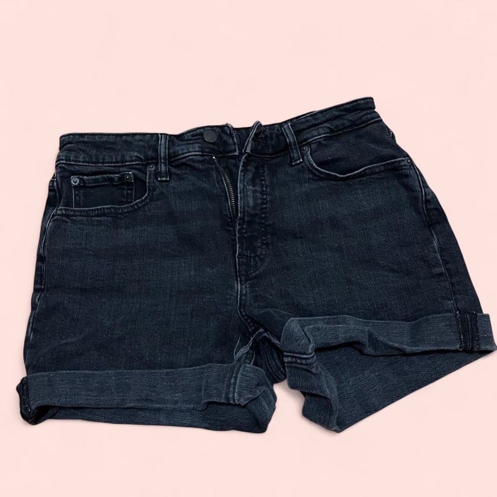 Black Denim Women's Jean Shorts High rise cuffed size 10 Free Assembly